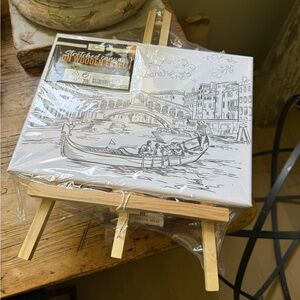 Brand BWT Venice Sketch Black and White Stretched Canvas on Wood Easel